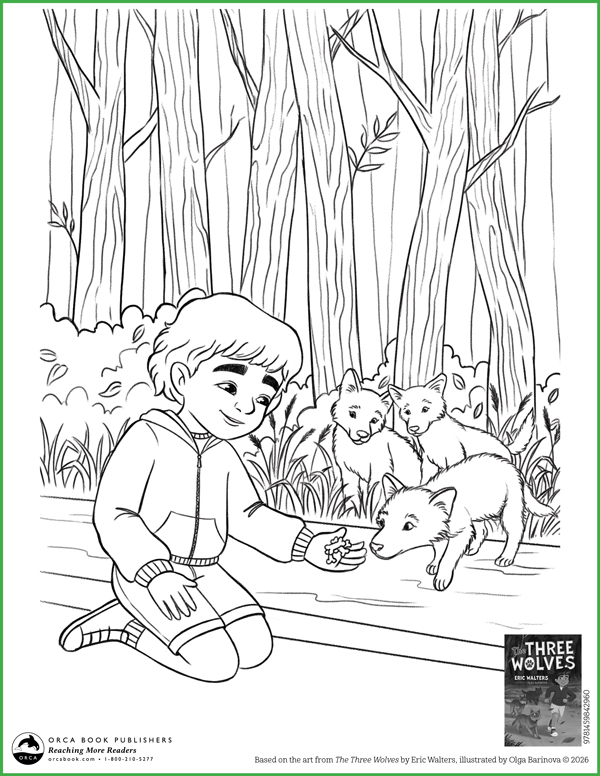 Three Wolves Coloring Sheet